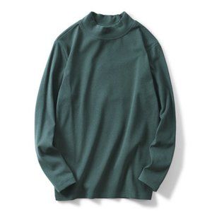 Green turtleneck bottoming shirt men's brushed long-sleeved T-shirt